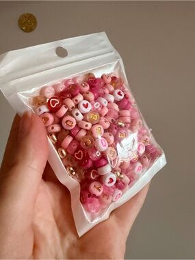 300-Piece Pink Letter & Heart Bead Mix – DIY Bracelet & Jewelry Making Kit